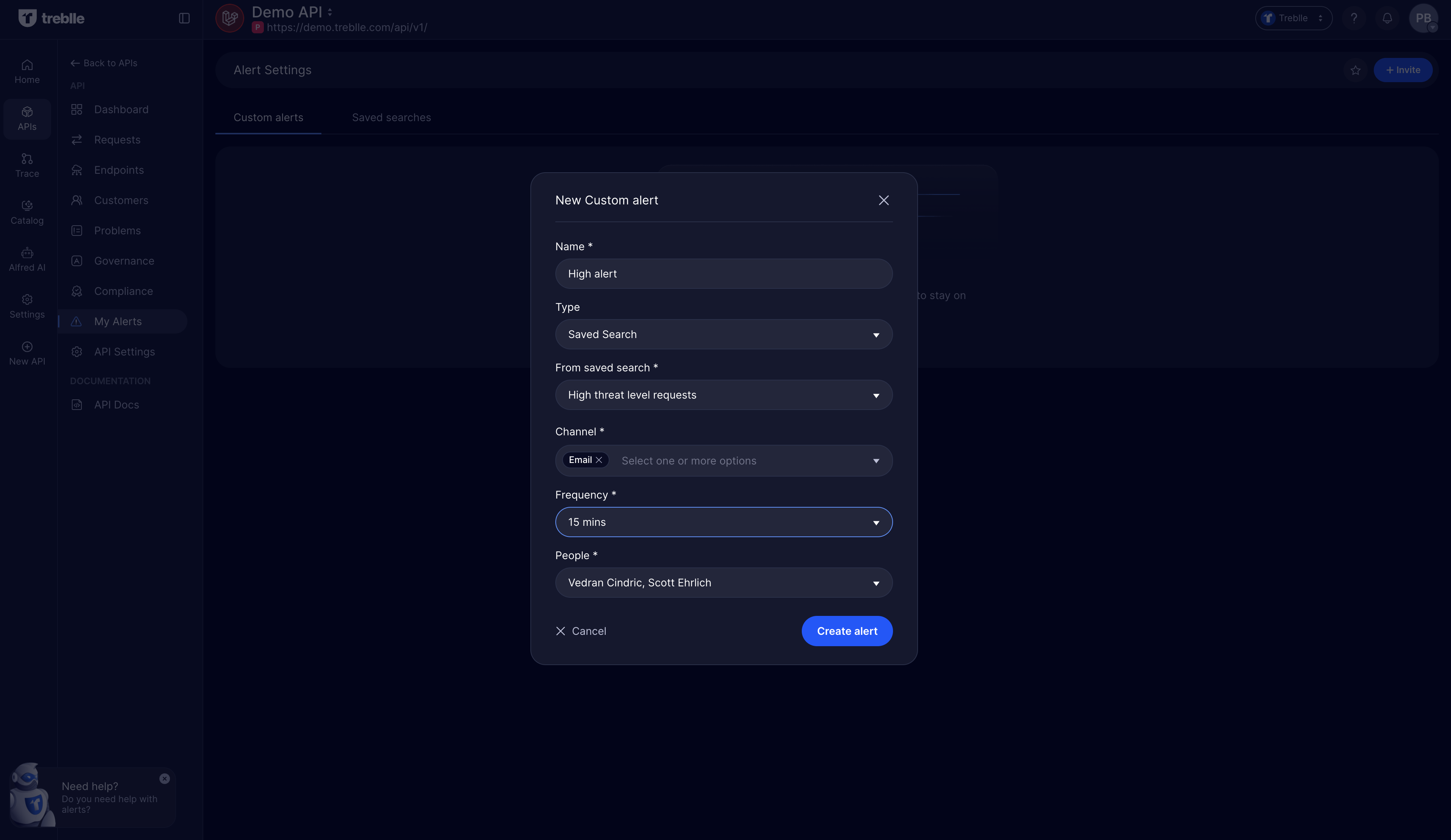 New Custom Alert dialog